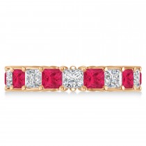 Princess Diamond & Ruby Wedding Band 14k Rose Gold (5.61ct)