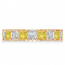 Princess Yellow & White Diamond Wedding Band 14k Rose Gold (5.51ct)