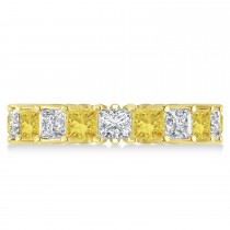 Princess Yellow & White Diamond Wedding Band 14k Yellow Gold (5.51ct)