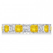 Princess Diamond & Yellow Sapphire Wedding Band 14k White Gold (5.61ct)