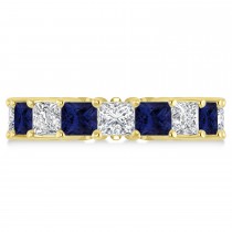 Princess Diamond & Blue Sapphire Wedding Band 14k Yellow Gold (7.17ct)