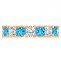 Princess Diamond & Blue Topaz Wedding Band 14k Rose Gold (7.17ct)