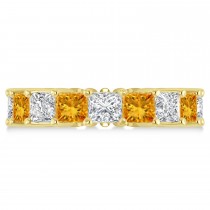 Princess Diamond & Citrine Wedding Band 14k Yellow Gold (7.17ct)