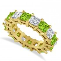 Princess Diamond & Peridot Wedding Band 14k Yellow Gold (7.17ct)
