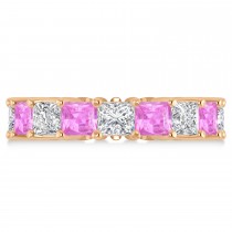 Princess Diamond & Pink Sapphire Wedding Band 14k Rose Gold (7.17ct)