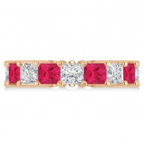 Princess Diamond & Ruby Wedding Band 14k Rose Gold (7.17ct)