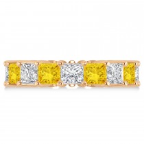 Princess Diamond & Yellow Sapphire Wedding Band 14k Rose Gold (7.17ct)