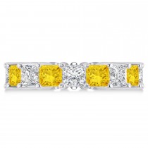 Princess Diamond & Yellow Sapphire Wedding Band 14k White Gold (7.17ct)