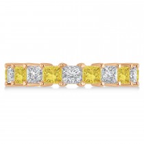 Princess Cut Yellow & White Diamond Eternity Wedding Band 14k Rose Gold (5.20ct)