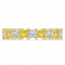 Princess Cut Yellow & White Diamond Eternity Wedding Band 14k Yellow Gold (5.20ct)