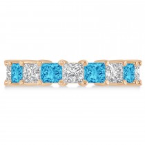Princess Diamond & Blue Topaz Wedding Band 14k Rose Gold (5.94ct)