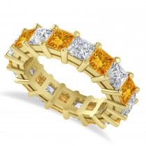 Princess Diamond & Citrine Wedding Band 14k Yellow Gold (5.94ct)