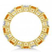 Princess Diamond & Citrine Wedding Band 14k Yellow Gold (5.94ct)
