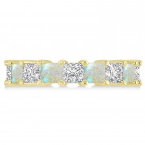 Princess Diamond & Opal Wedding Band 14k Yellow Gold (5.94ct)