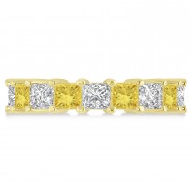 Princess Yellow & White Diamond Wedding Band 14k Yellow Gold (5.58ct)