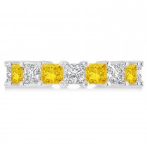 Princess Diamond & Yellow Sapphire Wedding Band 14k White Gold (5.94ct)