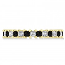 Princess Black & White Diamond Wedding Band 14k Yellow Gold (2.32ct)