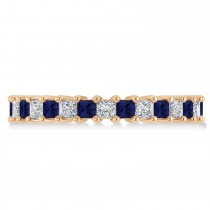 Princess Diamond & Blue Sapphire Wedding Band 14k Rose Gold (2.32ct)