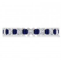 Princess Diamond & Blue Sapphire Wedding Band 14k White Gold (2.32ct)