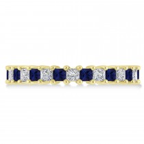 Princess Diamond & Blue Sapphire Wedding Band 14k Yellow Gold (2.32ct)