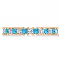 Princess Diamond & Blue Topaz Wedding Band 14k Rose Gold (2.32ct)