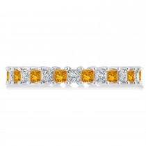 Princess Diamond & Citrine Wedding Band 14k White Gold (2.32ct)