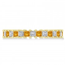 Princess Diamond & Citrine Wedding Band 14k Yellow Gold (2.32ct)