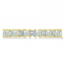 Princess Diamond & Opal Wedding Band 14k Yellow Gold (2.32ct)