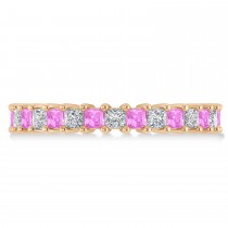 Princess Diamond & Pink Sapphire Wedding Band 14k Rose Gold (2.32ct)