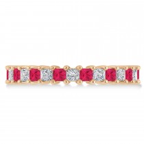 Princess Diamond & Ruby Wedding Band 14k Rose Gold (2.32ct)