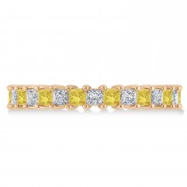 Princess Yellow & White Diamond Wedding Band 14k Rose Gold (2.32ct)