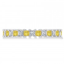 Princess Yellow & White Diamond Wedding Band 14k White Gold (2.32ct)
