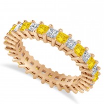 Princess Diamond & Yellow Sapphire Wedding Band 14k Rose Gold (2.32ct)