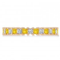 Princess Diamond & Yellow Sapphire Wedding Band 14k Rose Gold (2.32ct)