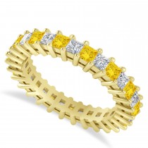 Princess Diamond & Yellow Sapphire Wedding Band 14k Yellow Gold (2.32ct)