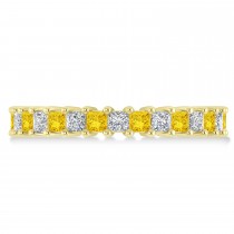 Princess Diamond & Yellow Sapphire Wedding Band 14k Yellow Gold (2.32ct)