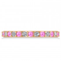 Diamond & Pink Sapphire Eternity Wedding Band 14k Rose Gold (0.87ct)