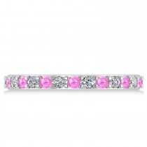 Diamond & Pink Sapphire Eternity Wedding Band 14k White Gold (0.87ct)