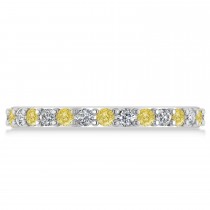 Yellow & White Diamond Eternity Wedding Band 14k White Gold (0.87ct)