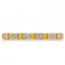 Diamond & Yellow Sapphire Eternity Wedding Band 14k Rose Gold (0.87ct)