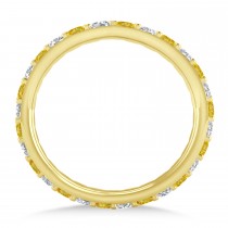 Diamond & Yellow Sapphire Eternity Wedding Band 14k Yellow Gold (0.87ct)