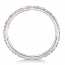 Petite Diamond & Pink Sapphire Eternity Wedding Band 14k White Gold (0.25ct)