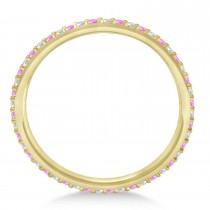 Petite Diamond & Pink Sapphire Eternity Wedding Band 14k Yellow Gold (0.25ct)