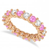 Diamond & Pink Sapphire Eternity Wedding Band 14k Rose Gold (2.40ct)