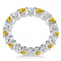 Diamond & Yellow Sapphire Eternity Wedding Band 14k White Gold (2.40ct)