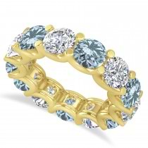 Diamond & Aquamarine Eternity Wedding Band 14k Yellow Gold (11.00ct)
