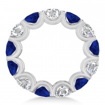 Diamond & Blue Sapphire Eternity Wedding Band 14k White Gold (11.00ct)