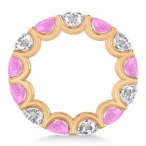 Diamond & Pink Sapphire Eternity Wedding Band 14k Rose Gold (11.00ct)