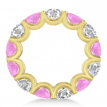 Diamond & Pink Sapphire Eternity Wedding Band 14k Yellow Gold (11.00ct)