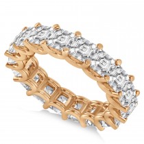 Asscher-Cut Eternity Diamond Wedding Band Ring 14k Rose Gold (7.20ct)